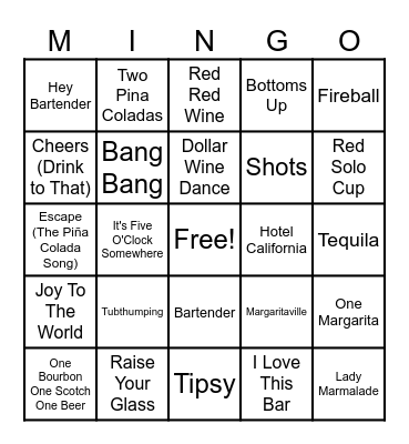 Raise the Bar Bingo Card