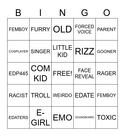 roblox vc bingo Card