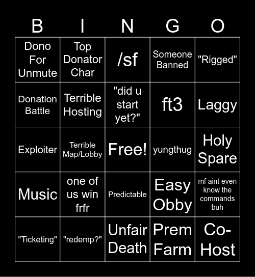 starry event bingo Card