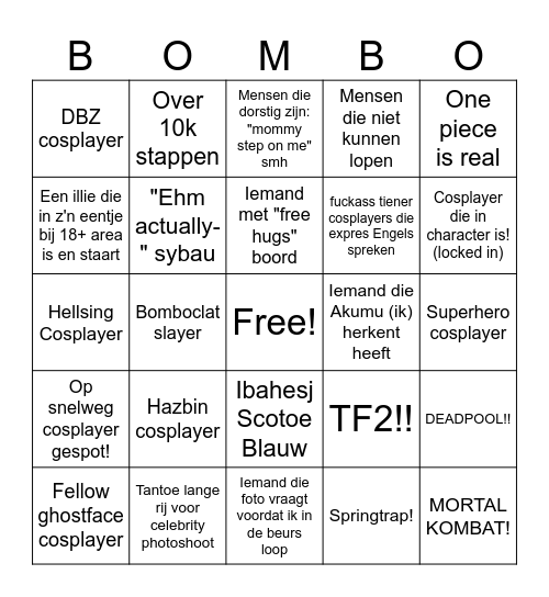 Bomboclat HDCC Bingo Card
