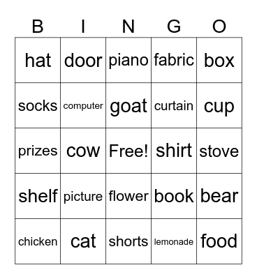 County Fair Bingo Card