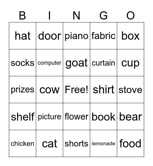 County Fair Bingo Card