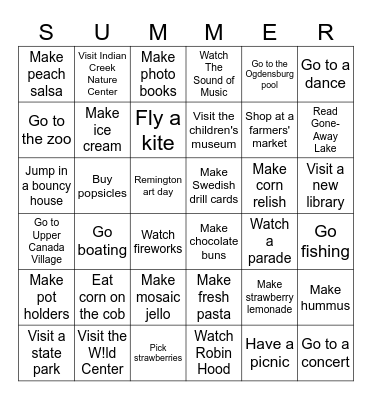 Fun in the Sun 2025 Bingo Card