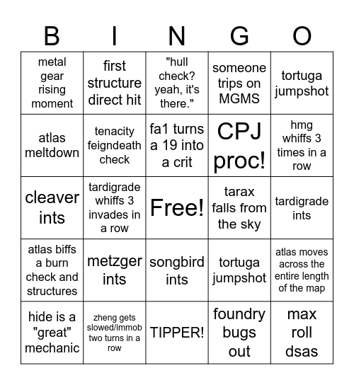 blood and oil Bingo Card