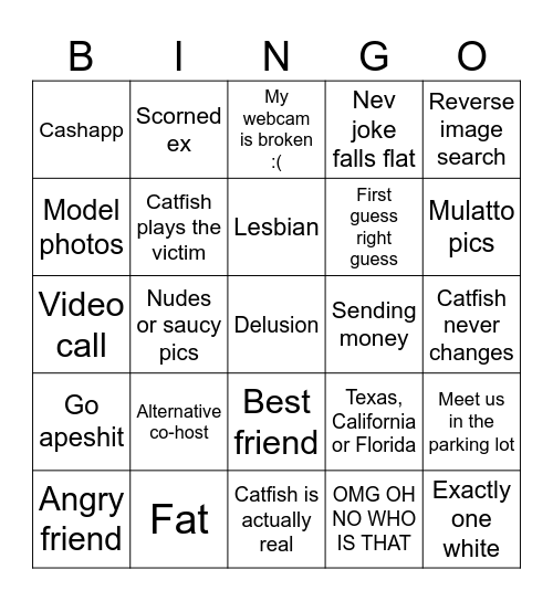 Catfish Bingo Card