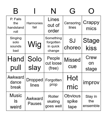 Footloose Bingo Card