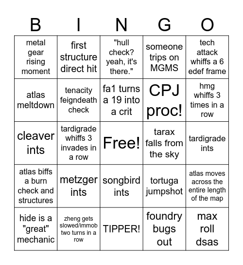 blood and oil Bingo Card