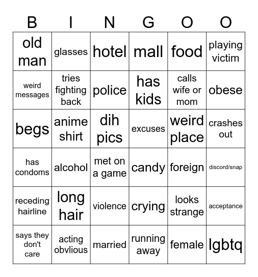 Predator catch bingo Card