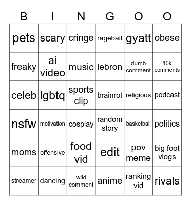 ig reels bingo Card