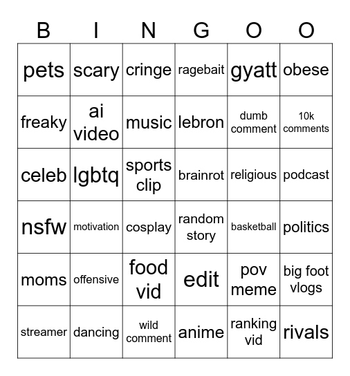 ig reels bingo Card