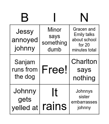 Friends Bingo Card