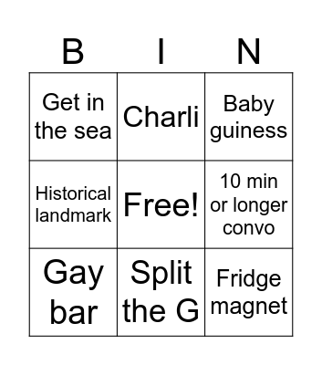 Ireland Bingo Card