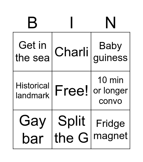 Ireland Bingo Card