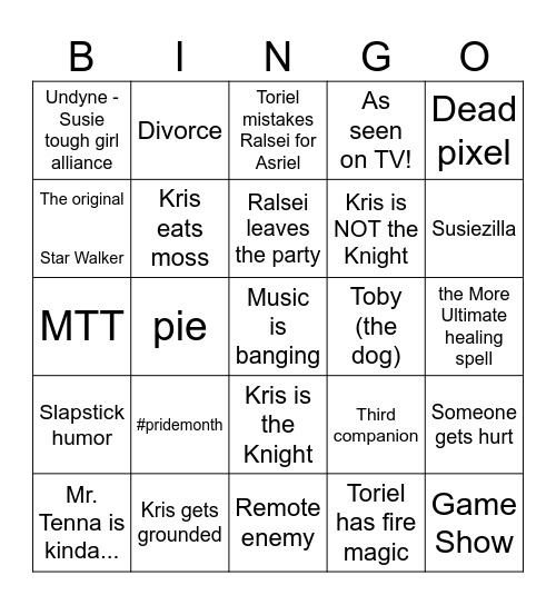 DELTARUNE Chapter 3 Bingo Card