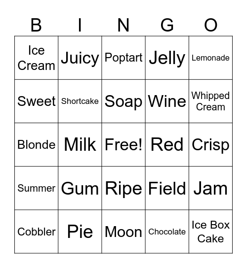 Abigail's Berry First Birthday Bingo Card