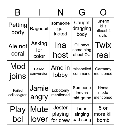 TOUR BINGO Card