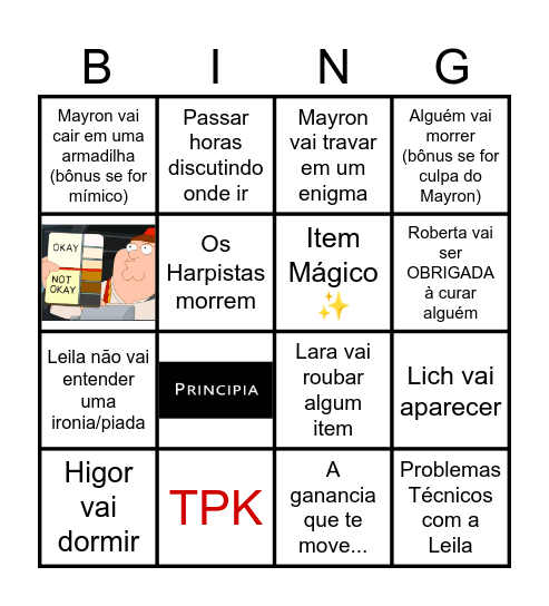 Bingo do Porão da Zaldara Bingo Card