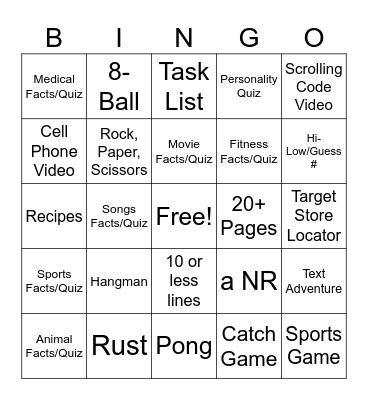 APCSP BINGO Card