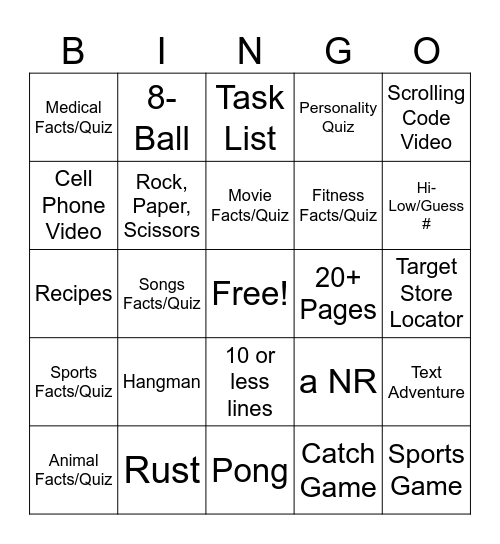 APCSP BINGO Card