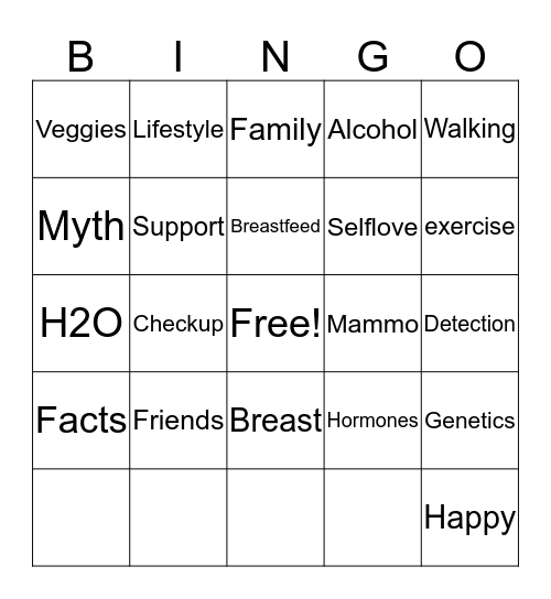 Breathe Easy Spa Bingo Card
