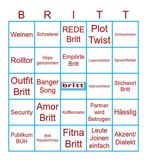 Absolute Britt Bingo Card