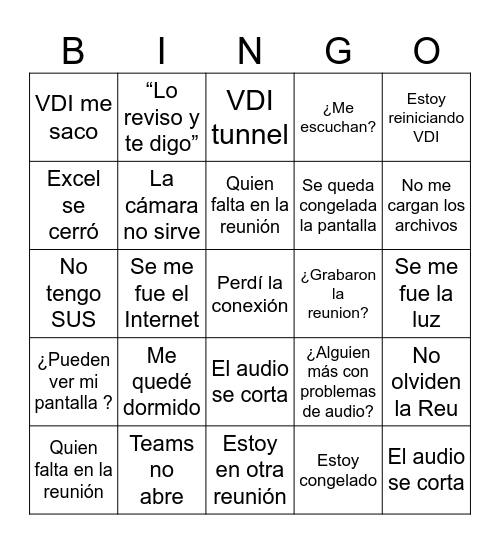 Quien sobrevive al Home Office Bingo Card