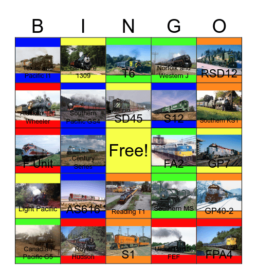 Colored Engines- The Original Owners Bingo Card