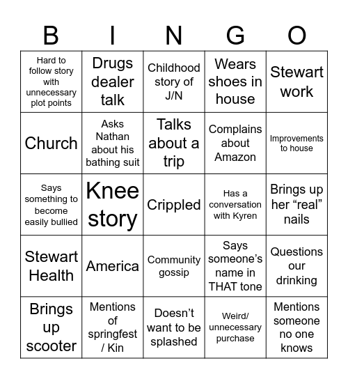 Grandma Bingo Card