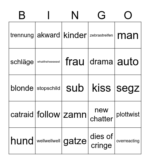 nuten bingo Card