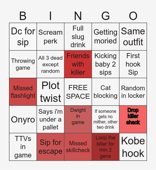 DBD BINGO CARD Bingo Card