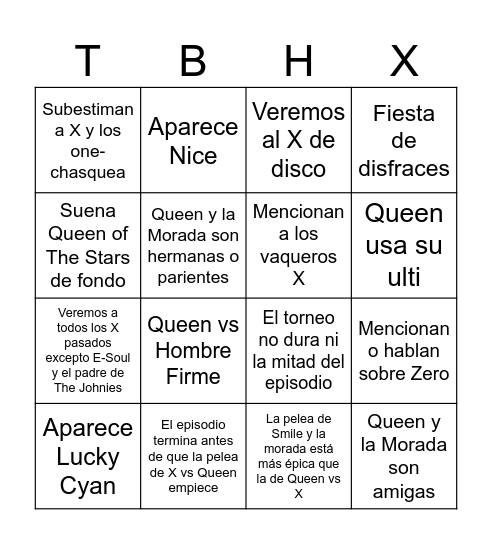 Episodio 11 Bingo Card