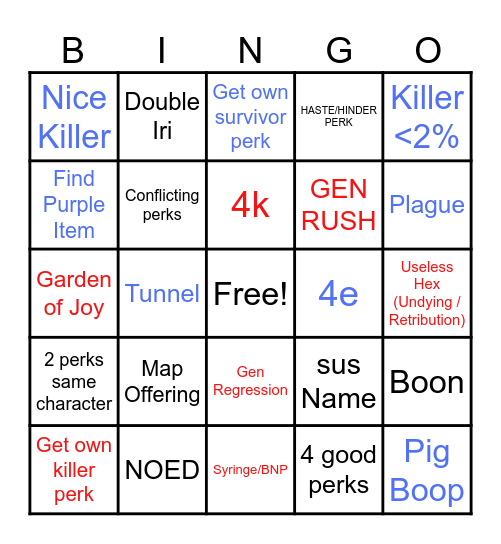 Chaos Shuffle Bingo Card