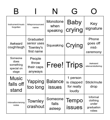 Graduation Bingo Card