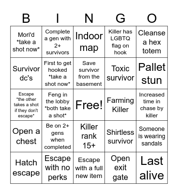 Roostie & Jess DBD Bingo Card Bingo Card