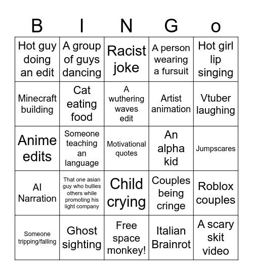Instagram Reels Bingo Card