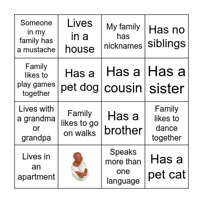 Family Characteristics Bingo Card