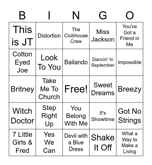 DDP Musical Bingo! Bingo Card