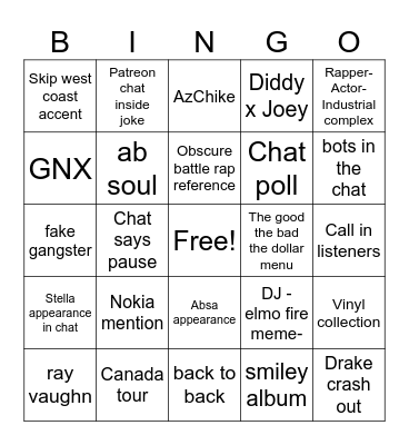 6-14 Stream Bingo Card