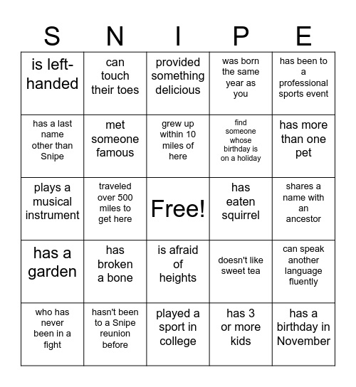 Find someone who... Bingo Card