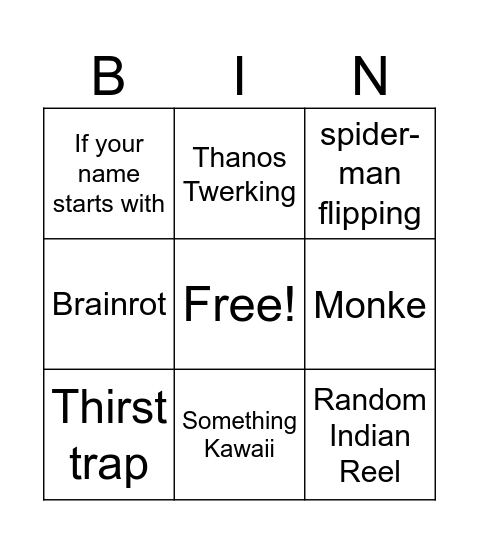 IG REELS BINGO CHART Bingo Card