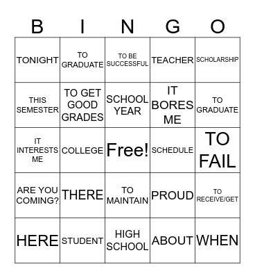 LISTA #2- HIGHER EDUCATION Bingo Card