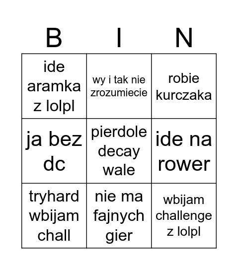dawcia epizod Bingo Card