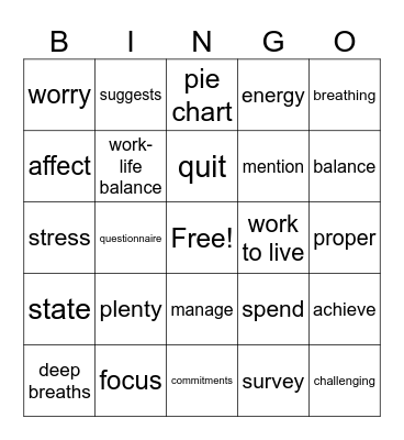 U4A Vocabulary Bingo Card