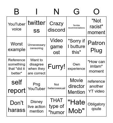 Forced Movie Diversity Bingo Card
