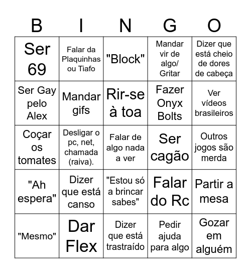 Bingo do Joma Bingo Card