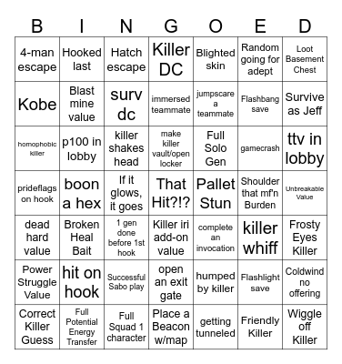 DBDBD Bingo Card
