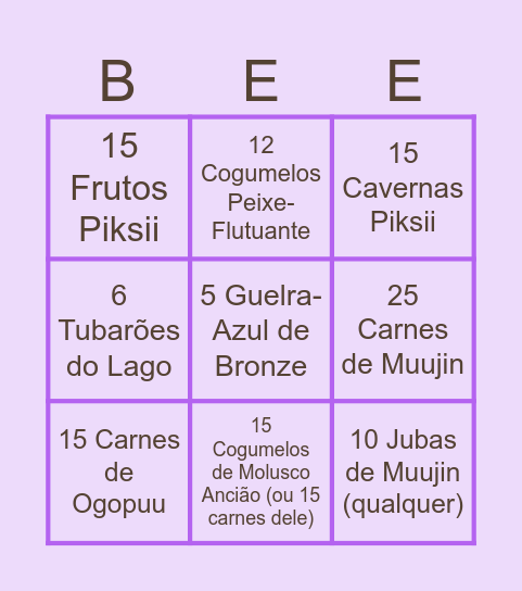 Beengo Solbi: ELDERWOODS! Bingo Card