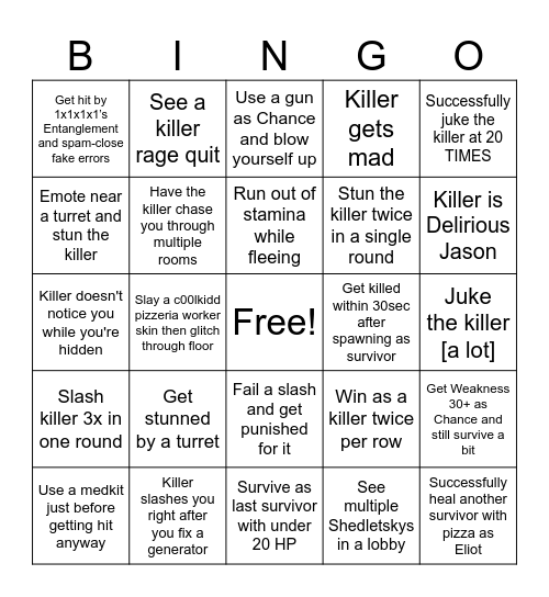 Untitled F Bingo Card