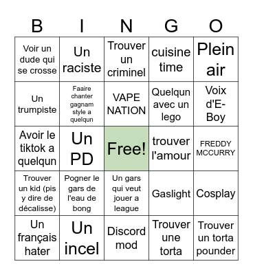Bingo omegle Bingo Card