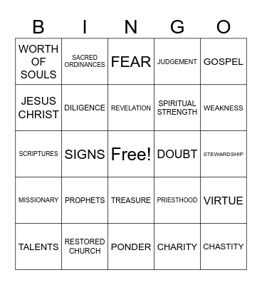 COME FOLLOW ME Bingo Card